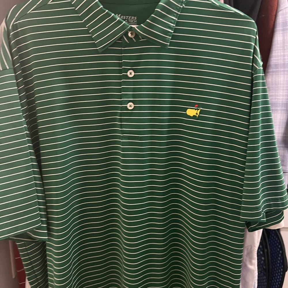 Masters Green and White Polo Shirt Classic Striped Design